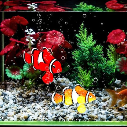 4 Pcs Silicone Luminous Clownfish with Suction Cup Glow in Dark Waterproof Design Realistics Swimming Decoration for Aquarium Tank