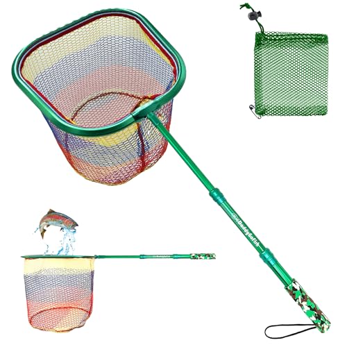 Kids Fishing Net - Extendable Telescopic Landing Net for Boy Girl Children Catching Small Fish Crab Shrimp Minnow Dragonfly Beach Pier Lake River Ocean - color: Style 3 (Green)