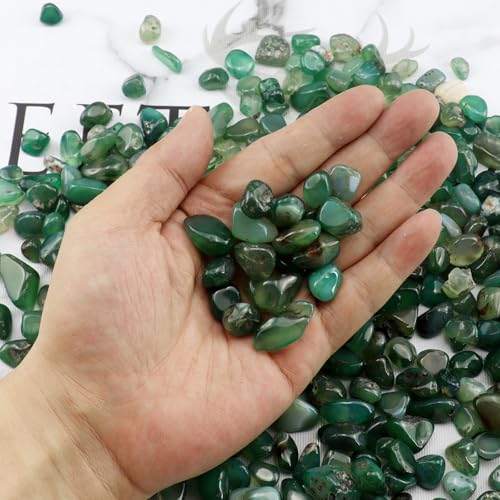 Aquarium Decor Gravel 0.96LB Natural Pebbles Fish Tank Stones Vase Filler Succulent Rocks Polished Crushed Bulk Irregular Shaped - Green - color: Green