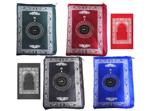 4 Pieces Muslim Travel Prayer Mat with Compass,Muslim Prayer Carpet,with Pocket Sized Carry Bag, Portable Muslim Prayer Mat,Islamic Prayer Rug,Islamic Prayer Pad