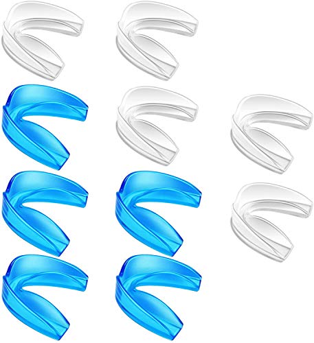 Coolrunner Mouth Guard Sports, 10 Pack Athletic Mouth Guards, Professional Moldable Youth Mouthguard for Maximum Protection, Customizable for Comfort(12 Years or Older) - color: Transparent+blue