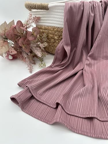 Ribbed Jersey Hijab Scarf for Women, Hijab for Women Muslim Breathable Stretchy Hajib - color: Mauve