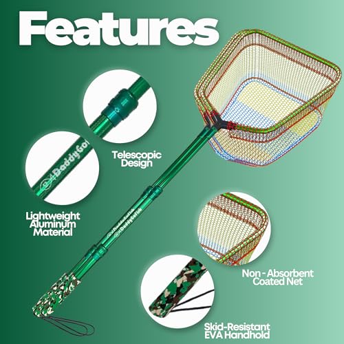 Kids Fishing Net - Extendable Telescopic Landing Net for Boy Girl Children Catching Small Fish Crab Shrimp Minnow Dragonfly Beach Pier Lake River Ocean - color: Style 2 (Green)