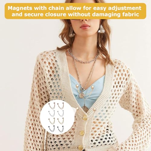 8 Pcs Magnetic Clothing Clips for Women,Magnetic Clothing Clips,Shirt for Women,Shirt for for The Side for Scarves, Hijab, Trousers