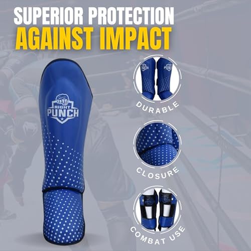 PU Leather Shin Guards for Kickboxing, MMA, Muay Thai Training, Protective Shin Pads - color: Blue\Silver, size: X-Small