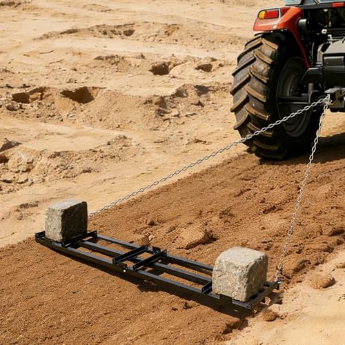 VEVOR Drag Harrow, 96 x 20 in, Tow-Behind Driveway Grader with Adjustable Width & 50lbs Load Capacity, Heavy Duty Lawn Leveling Rake, Galvanized Steel Gravel Driveway Drag, Fits ATVs UTVs Tractors - size: 8 FT- Black