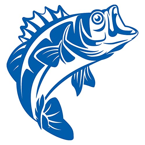 Bass Fishing Fish (Azure Blue) (Set Of 2) Premium Waterproof Vinyl Decal Stickers For Laptop Phone Accessory Helmet Car Window Bumper Mug Tuber Cup Door Wall Decoration - color: Azure Blue, size: 7 inches x 7.2 inches