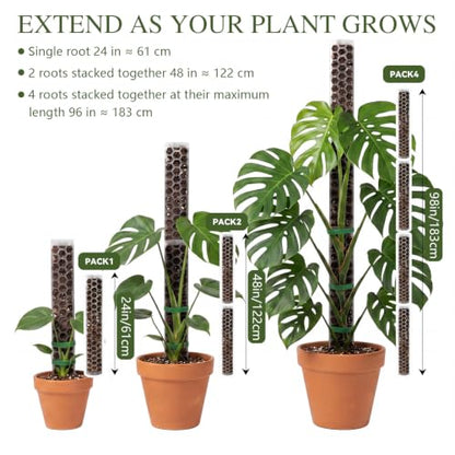 2 Pack 24 Inch,D Shape Plastic Moss Pole for Climbing Plants | Large Monstera Moss Pole Work With Sphagnum Moss, Large Apertures For Strong Aerial Root Grip,Garden Ties - size: 2 PACK-24Inch