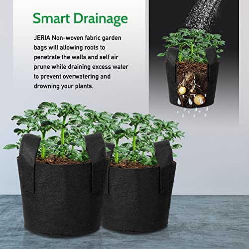 JERIA 12-Pack 30 Gallon Grow Bags, 300G Thickened Nonwoven Garden Pots,Heavy Duty Fabric Pots with Reinforced Handles - size: 30 Gallons