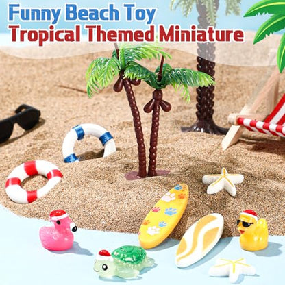 Soulchen 18 Pcs Christmas in July Decorations Mini Resin Fish Tank Decorations Miniature Santa Tree Snowman for Fish Tank Aquarium Landscape Statue Supplies Table Decor