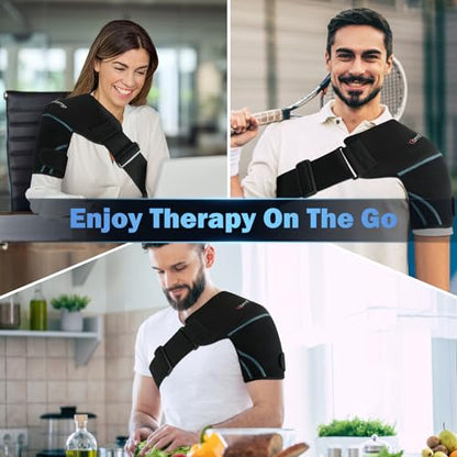 Comfytemp Shoulder Ice Pack Wrap, Shoulder Brace Rotator Cuff Cold Therapy | FSA Eligible HSA, Reusable Gel Cold Shoulder Compression Sleeve for Injuries, Shoulder & Arm Pain Relief, 2 Gel Ice Packs - color: Black - 2 Gel Pack + 1 Brace