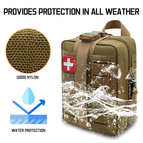 Molle Ifak Pouch, Rip Away Molle Tactical Medical Pouch, Empty First Aid Kit Bag for Duty Belt (1 Pack-TAN) - color: 1 Pack-tan