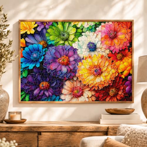 Cross & Glory | 1000 Piece Jigsaw Puzzles for Adults | Rainbow of Flowers - color: Rainbow of Flowers