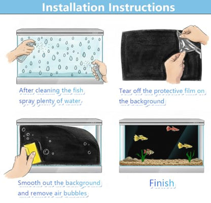 Aquarium Background Static Cling Black Fish Tank Sticker 79 x 19.6 inches | Easy Install for Glass Tanks, No Residue, Reusable - color: Black, size: 79 x 19.6 inches
