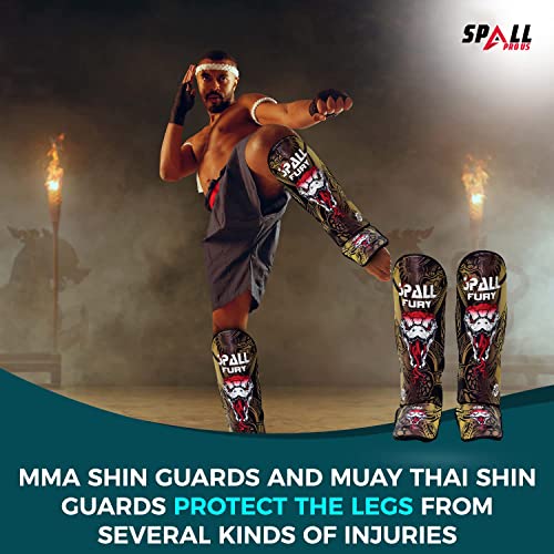MMA Shin Instep Pad Kick Thai Pad Kick Boxing Guard Protector Leg Foot Guard(Gold Black, Small/Medium)