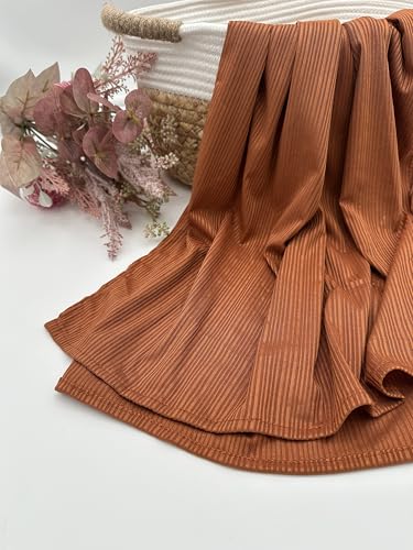 Ribbed Jersey Hijab Scarf for Women, Hijab for Women Muslim Breathable Stretchy Hajib - color: Rust