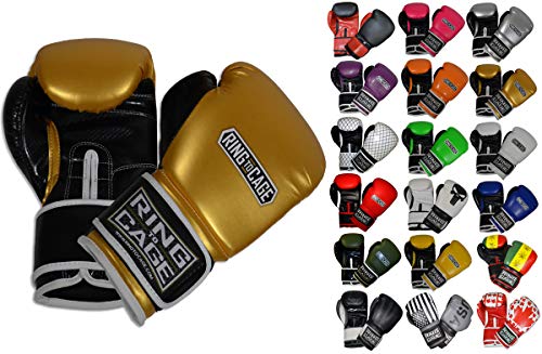 Gym Training Stand-Up Boxing Gloves - color: Gold/Black, size: Large weighs 16oz