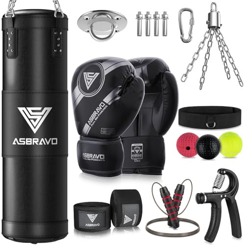 Punching Bag for Adults, 4ft Heavy Boxing Bag Set with 12 OZ Gloves for MMA Karate Kickboxing Boxing Home Gym Training - Unfilled