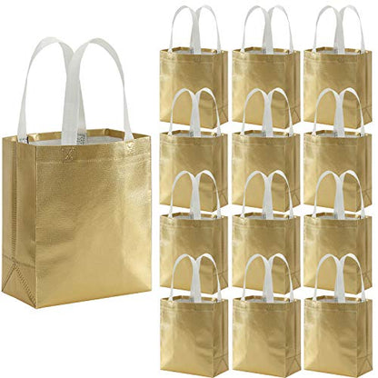 Tosnail 40 Pack 10 x 8 Inch Reusable Present Gift Bag, Medium Grocery Bags, Shopping Tote Bag for Weddings, Birthday, Party - color: Gold