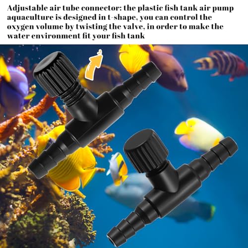 Giantree 10 Pcs Aquarium Air Control Valves, Adjustable T, for Fish Tank | Single Way Plastic Air Flow Controllers Regulators, Airs Pump Accessories, Shaped Hose Connectors, Black