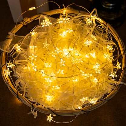 6 Packs 6.6ft 20LEDs Star Fairy Lights Battery Operated,Mini Star String Lights,Waterproof Twinkle Starry Light for DIY Gift Bottle Table Christmas Ramadan Wedding,Silver Wire,Warm White - color: Silver Wire, size: 120 Leds