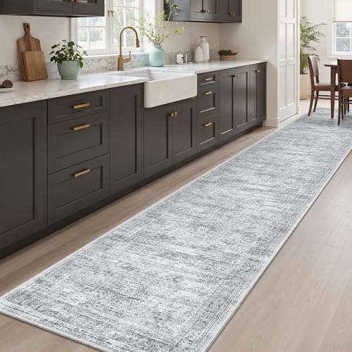 Soalmost Runner Rug 2x10 Washable Non-Slip Hallway Kitchen Runners Grey - color: Grey, size: 2' x 10' (Runner)