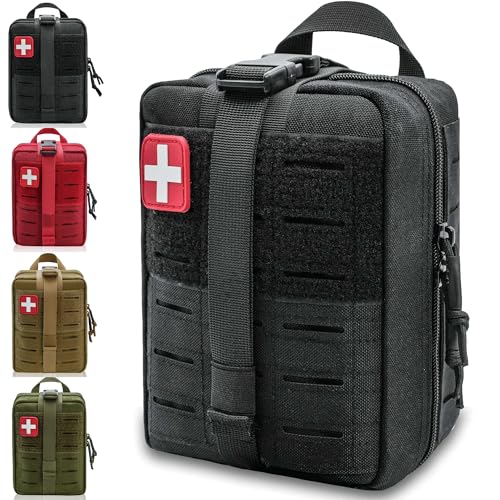 Molle Ifak Pouch Rip Away, Molle Tactical Medical Pouch, Empty First Aid Kit Bag for Duty Belt (1 Pack-Black) - color: 1 Pack-black
