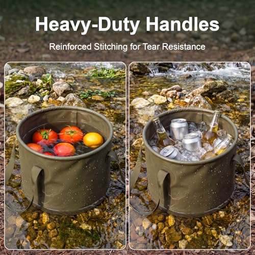 2 Pack Collapsible Bucket 5 Gallon Foldable Bucket Portable Car Wash Container, Fishing and Utility Basin with Handle, 20L for Camping, Hiking,Dish Washing, Fishing, Laundry