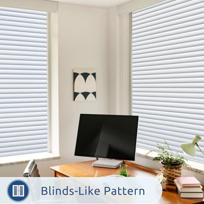 rabbitgoo Frosted Glass Window Privacy Film, Blinds Pattern, 17.5" x 157.4" | Faux Blinds Effect, All Day Bathroom Privacy Shield, Opaque Frosted Cover, Sun UV Blocking, Static Cling, for Home, Office - color: Blinds-liked, size: 17.5" x 157.4"