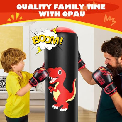QPAU Inflatable Punching Bag, 48 Inch Stable Inflatable Boxing Bag for 3-6 Kids,Dinosaur Toy & Gifts for Boys and Girls, Kids Boxing Set for Practicing Karate, Taekwondo - color: Dinosaur Red