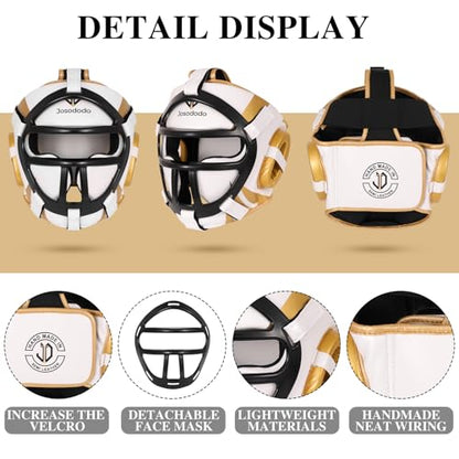 Boxing Sparring Gear Set for Youth - Headgear & Body Protector - color: White+Gold