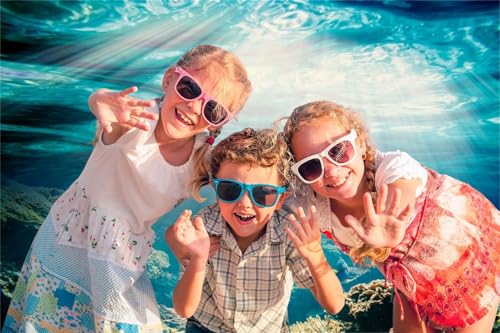 Under the Sea Photography Backdrop 10x8ft Vinyl Aquarium Underwater Sunlight Background Fishes Corals Background for Party Baby Children Photo Shoot Birthday Backdrop Video Studio Props