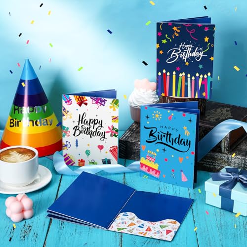 AmazingSpark 4 Set Birthday Gift Card Booklet Cardboard Mini Birthday Money Holder Book for Cash Multiple Money Gift Booklet Party Favor Surprise Card Sleeve Book for Teacher Employee Appreciation - style: Birthday