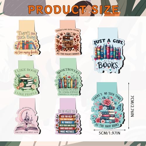 Book Lovers 자석 책갈피 선물 - Wxiben 8피스 재미있는 책갈피 자석 여성용 책벌레 책 마크 자석 페이지 마커 클립 여성 남성 독서 학생 교사 사서 용품 - style: 2-도서 애호가