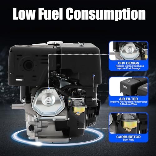 4-Stroke 15HP Gasoline Engine, 420CC Gasoline Engine with High-Precision Carburetor and Large Capacity Fuel Tank, Built-in Forced Air Cooling Pull Start Portable Gasoline Engine - size: 15HP 420CC