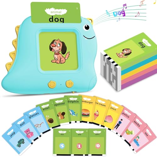Alotwan Talking Flash Cards, English Learning Toys for Ages 2-4 (Blue) - color: Blue