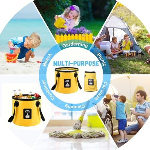 Collapsible Bucket with Handle, Lightweight Folding Water Container, Portable Collapsible Bucket for Fishing, Camping, Hiking, Backpacking, Outdoor Survival, Car Washing Black 20L (20L- Yellow) - size: 20L- Yellow