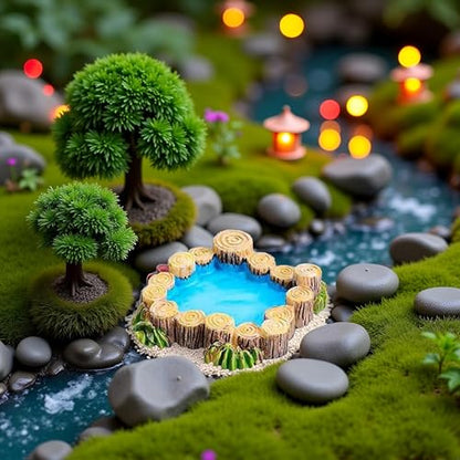 Mini Fairy Garden Accessories Kit, Micro Landscape Decoration Pond Bridge Ornaments, Miniature Figurines for Potted Plant Bonsai Terrarium Decor Pile Pit(ZS201)