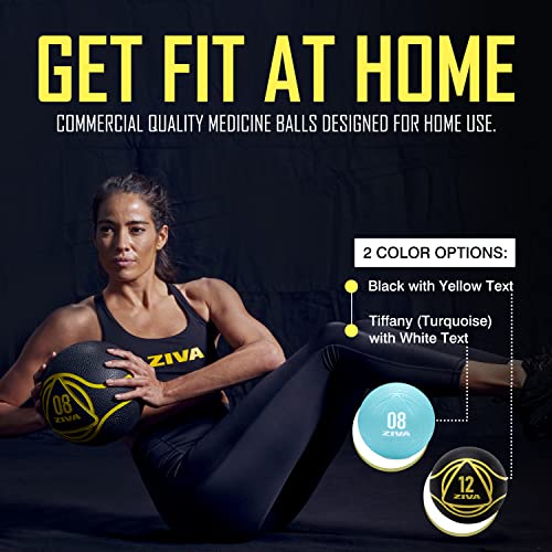 ZIVA Medicine Ball – Durable Rubber Weighted Ball with Easy-Grip Textured Shell for Core, Balance and Strength Training – Commercial Quality (Black, 4–20 lb) - style: 6lb Black