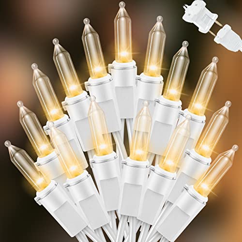 LAMPHOME 100 Mini LED Count Warm White -String Lights - 21.6FT LED Christmas Lights, Mini led Lights for Outdoor Home Holiday Party Wedding Independence Day Decoration - color: 100 Mini LED White Wire Warm