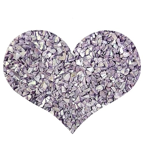 1.4 LB Crushed Shell Chips Broken Pieces for Resin Arts,Light Lavender | Craft Projecting,Vase Fillers,Succulents Terrarium Plants Soil Cover,Candle Holder,Aquarium,Table Centerpiece,Home Decor