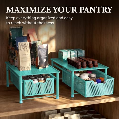 Simple Houseware Stackable Cabinet Basket Drawer Organizer, Turquoise - color: Turquoise, size: 1-Tier