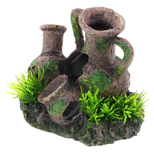 INOOMP Aquarium Cave Decorations: Fish Tank Resin Vase Jar Jug Sunken Ornament Landscaping Saltwater Freshwater Small Medium Fish Garden Pond Ornaments