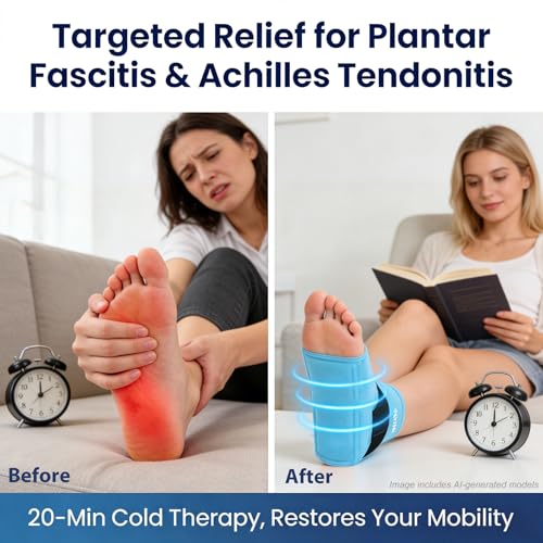 REVIX Ankle Ice Pack Wrap for Plantar Fasciitis & Foot Pain Relief | Ankle Ice Wrap with Cold Compression, Flexible Gel Pack for Achilles Tendonitis, Sprained Ankle, Heel Spurs and Swelling - style: Blue-1 Pack