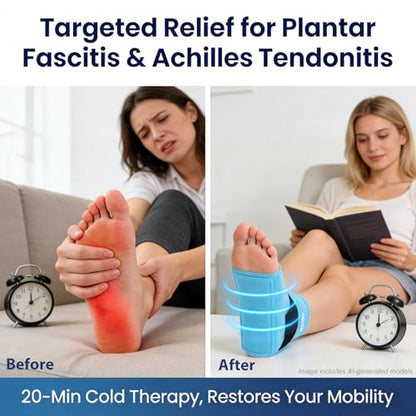 REVIX Ankle Ice Pack Wrap for Plantar Fasciitis & Foot Pain Relief | Ankle Ice Wrap with Cold Compression, Flexible Gel Pack for Achilles Tendonitis, Sprained Ankle, Heel Spurs and Swelling - style: Blue-1 Pack