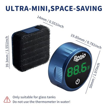 Fish Tank Magnetic Glass Cleaner, Fish Tank Thermometer, 2-in-1 Aquarium Thermometer Digital with Touch Digital Thermometer, Floating Mini Algae Scraper Cleaning Tool Specially for Glass Fish Tanks - color: Blue