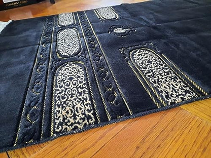 Islamic/Muslim Prayer Mat/Rug - Janamaz - Sajda - سجادة صلاه - جائے نماز - نماز آسنوں - प्रार्थना आसनों - seccade (Black) - color: Black