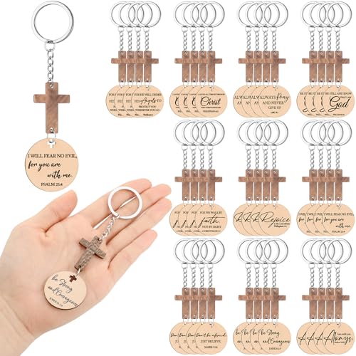 Huquary Cross Bible Verse Religious Keychain Bulk Christian Positive Inspirational Faith Gift for Guests Man Women