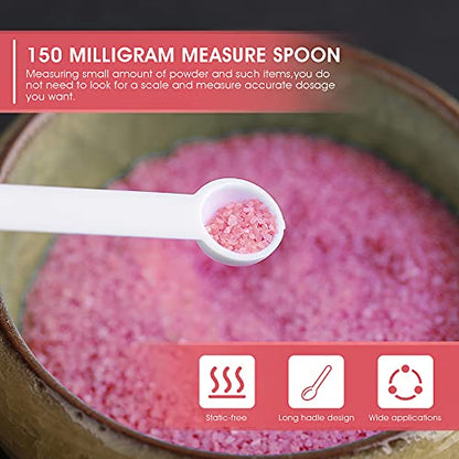 Prasacco 32 Pieces 1/32 Teaspoon 0.15 mL Mini Measuring Spoons Micro Scoops for Jars Little Tiny Plastic Scoop for Cosmetics Medicines Spices Powder Glitter Seasoning Lab