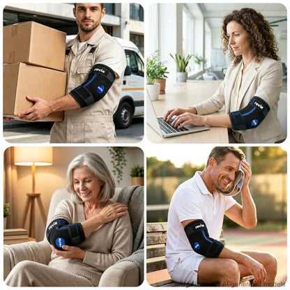 REVIX Cubital Tunnel Elbow Brace with Upgraded Soft Detachable Gel Pack, Tennis Elbow Ice Pack Wrap for Pitchers, Hot and Cold Therapy Support for Athletes, Golfer's Elbow, Post-workout Recovery